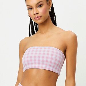 Frankie’s bikinis Pink and White Checkered Tube Top